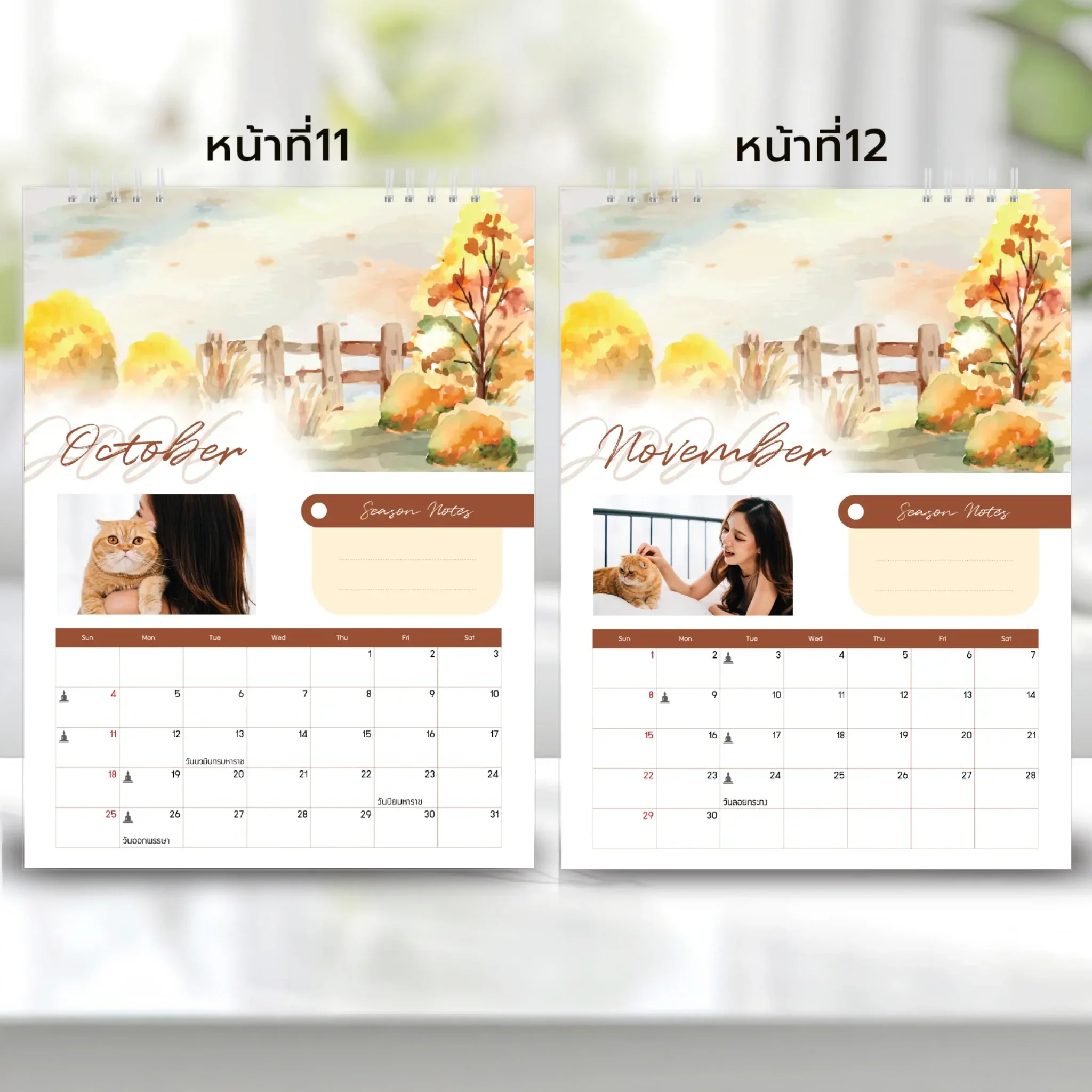 Calendar 6x8 นิ้ว - Seasons แบบปกติ แนวตั้ง 14 หน้า (13รูป) - Image 7